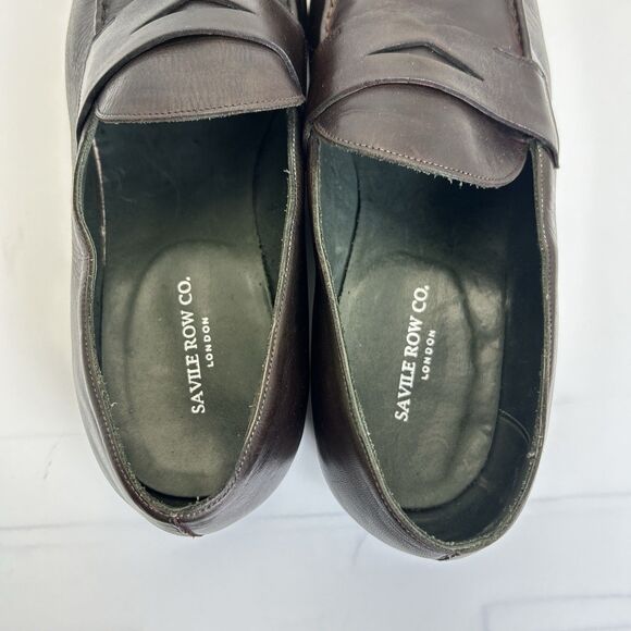 Savile Row London Penny Loafers Mens Sz 12 Dark Brown Leather Apron Toe Dress main image 10